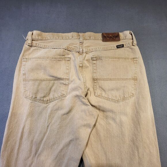 Wrangler Jeans Mens 32x29 Brown Denim Straight Leg Western Rodeo Distressed - Picture 8 of 10
